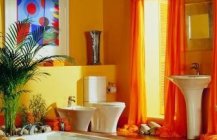 оранжевая ванная комната 